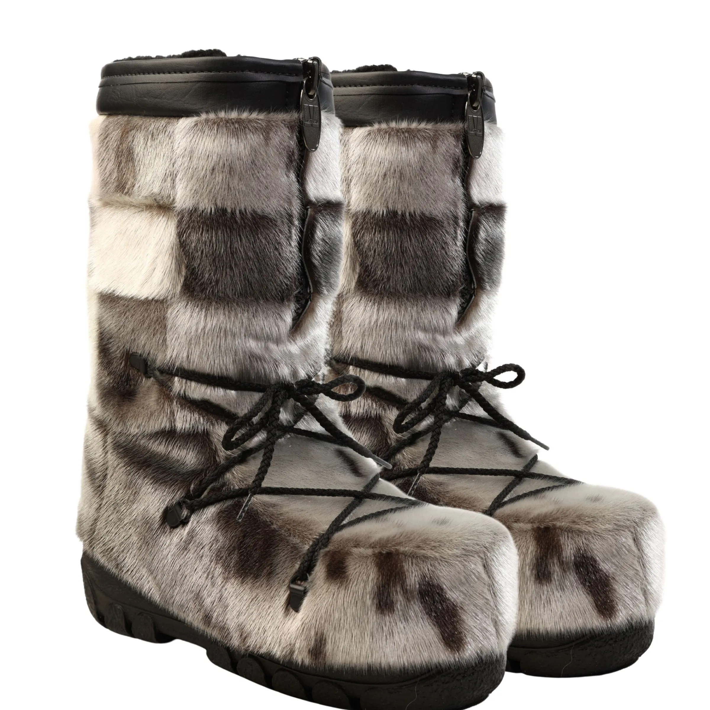 Checked style Seal fur boots - Women's^Bilodeau New